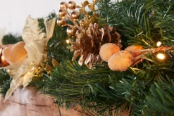 Pre-Lit Multi-Function Decorated Garland, Copper/Gold, 9 Ft