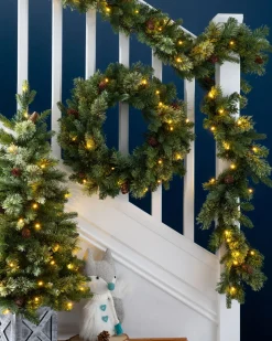Pre-Lit Natural Pine Garland, 9 Ft