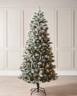 Pre-Lit Slim Snow Flocked Spruce Christmas Tree, 6 Ft