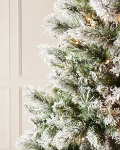 Pre-Lit Slim Snow Flocked Spruce Christmas Tree, 6 Ft