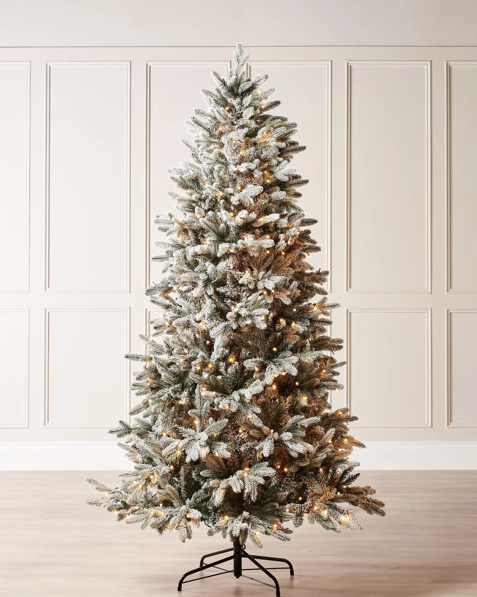 Pre-Lit Slim Snow Flocked Christmas Tree, 5 Ft