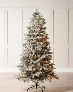 Pre-Lit Slim Snow Flocked Christmas Tree, 7 Ft