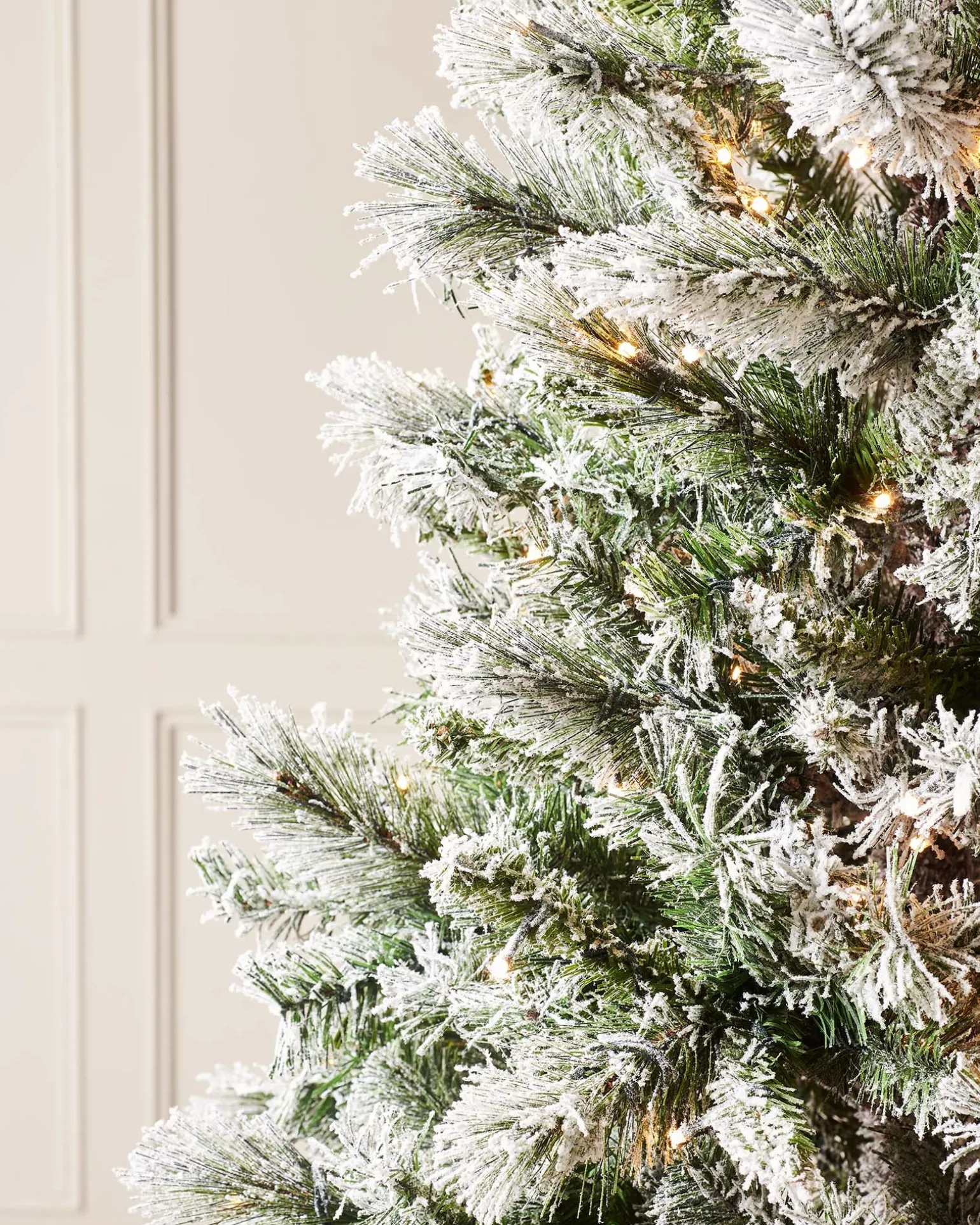 Pre-Lit Slim Snow Flocked Spruce Christmas Tree, 9 Ft
