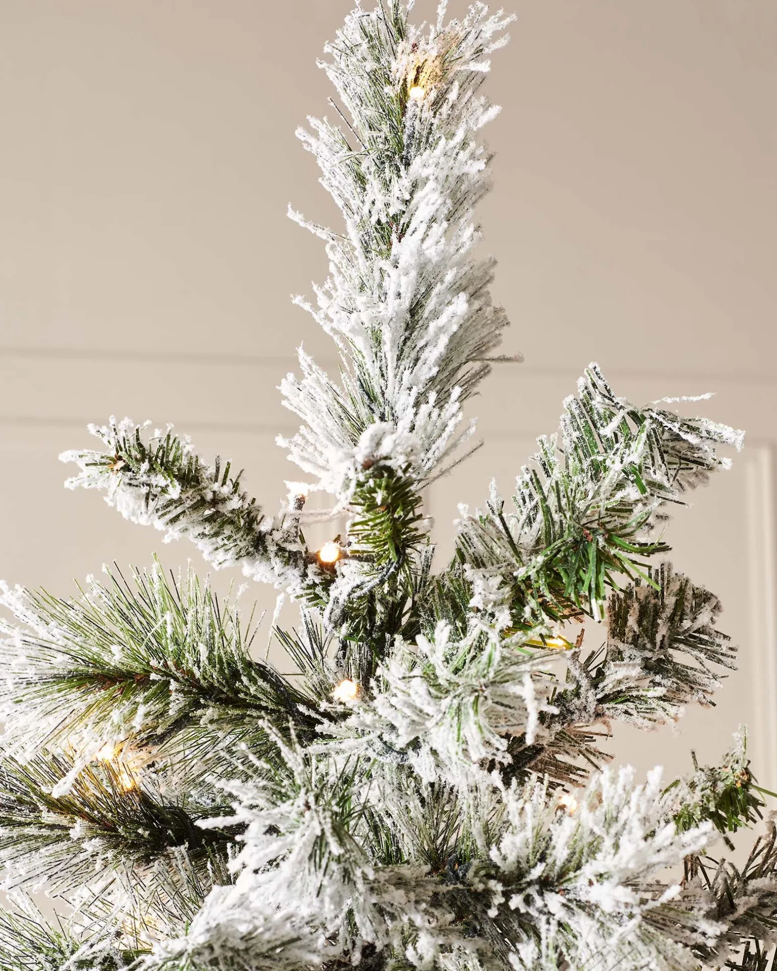 Pre-Lit Slim Snow Flocked Spruce Christmas Tree, 10 Ft