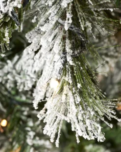 Pre-Lit Slim Snow Flocked Spruce Christmas Tree, 10 Ft