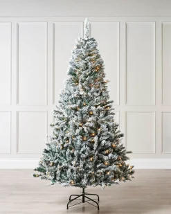 Pre-Lit Snow Flocked Mixed Pine Christmas Tree, 7 Ft