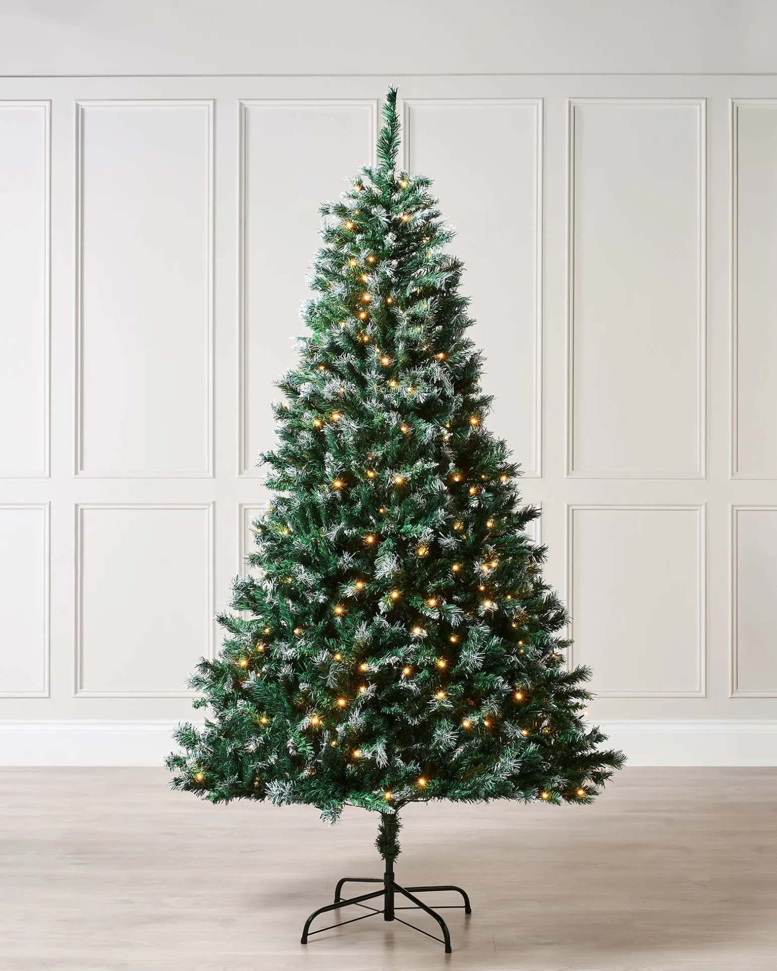 Pre-Lit Snow Flocked Mixed Pine Christmas Tree, 6 Ft