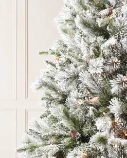 Pre-Lit Snow Flocked Mixed Pine Christmas Tree, 7 Ft