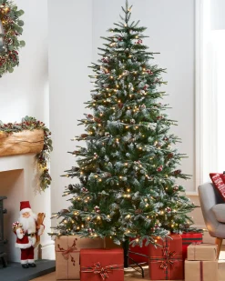 Pre-Lit Snow Flocked Norwegian Spruce Christmas Tree, 6 Ft