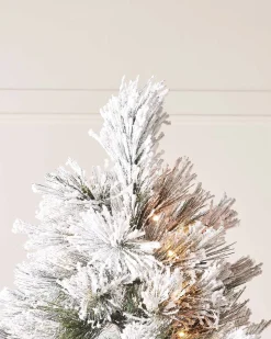 Pre-Lit Snow Flocked Pine Needle Christmas Tree, 6 Ft