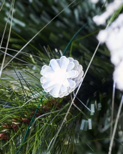 Pre-Lit Snow Flocked Pinecones & Berries Fibre Optic Christmas Tree, 7 Ft