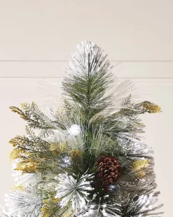 Pre-Lit Snow Flocked Pinecones & Berries Fibre Optic Christmas Tree, 7 Ft