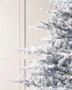 Pre-Lit Snow Flocked Spruce Christmas Tree, 6 Ft