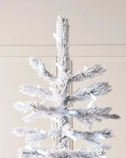 Pre-Lit Snow Flocked Spruce Christmas Tree, 6 Ft