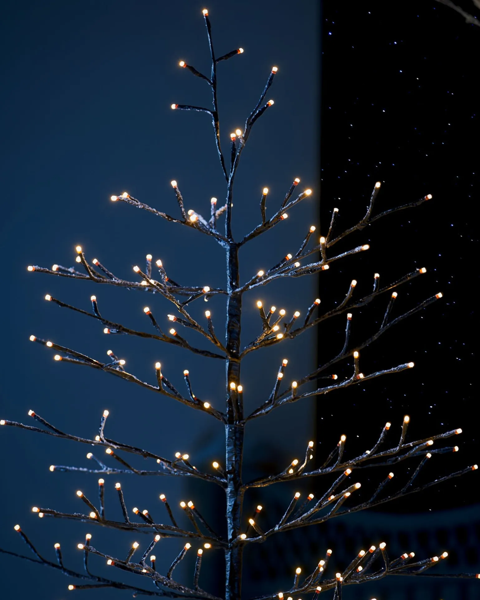Pre-Lit Snow Flocked Twig Tree, 4 Ft