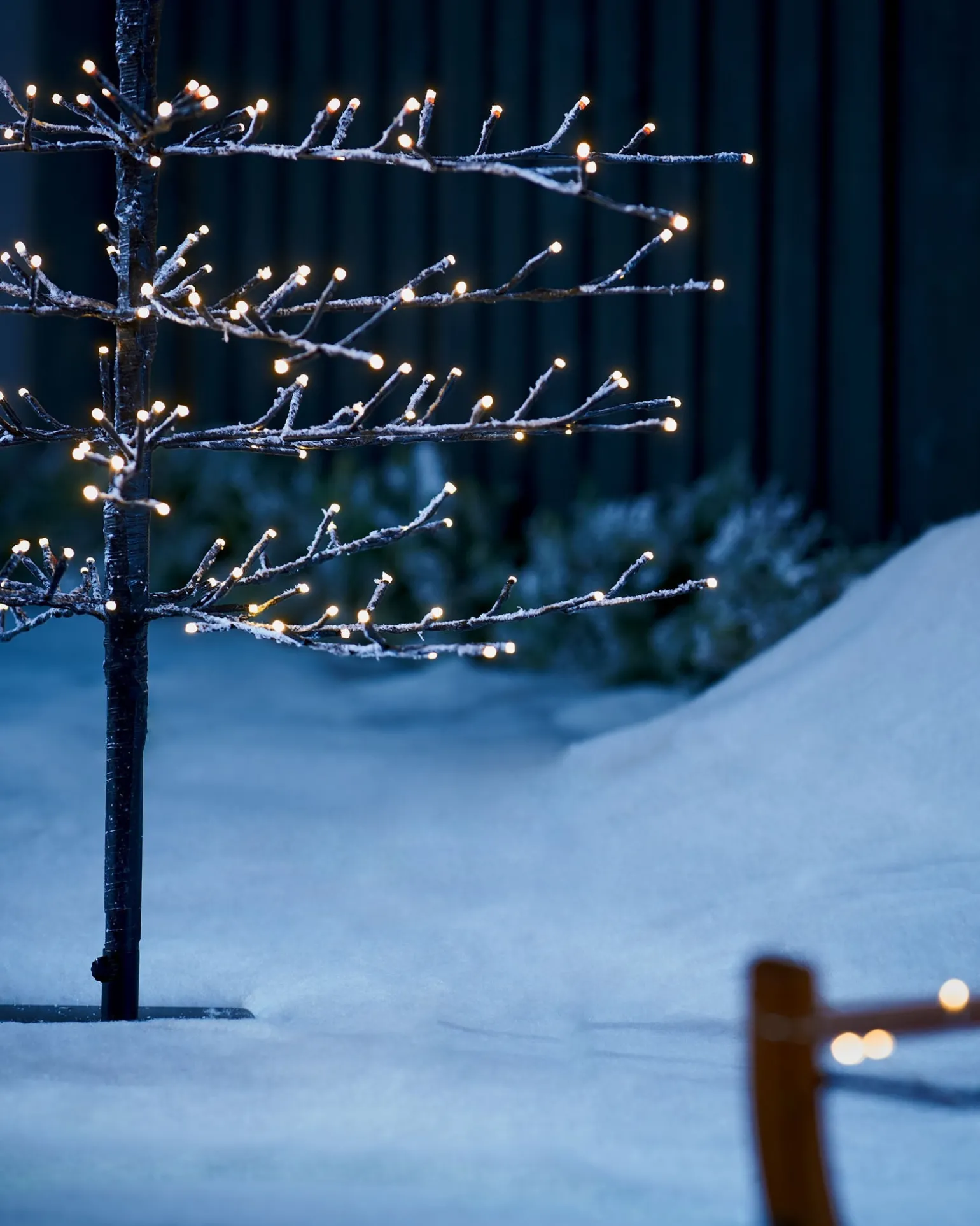 Pre-Lit Snow Flocked Twig Tree, 5 Ft