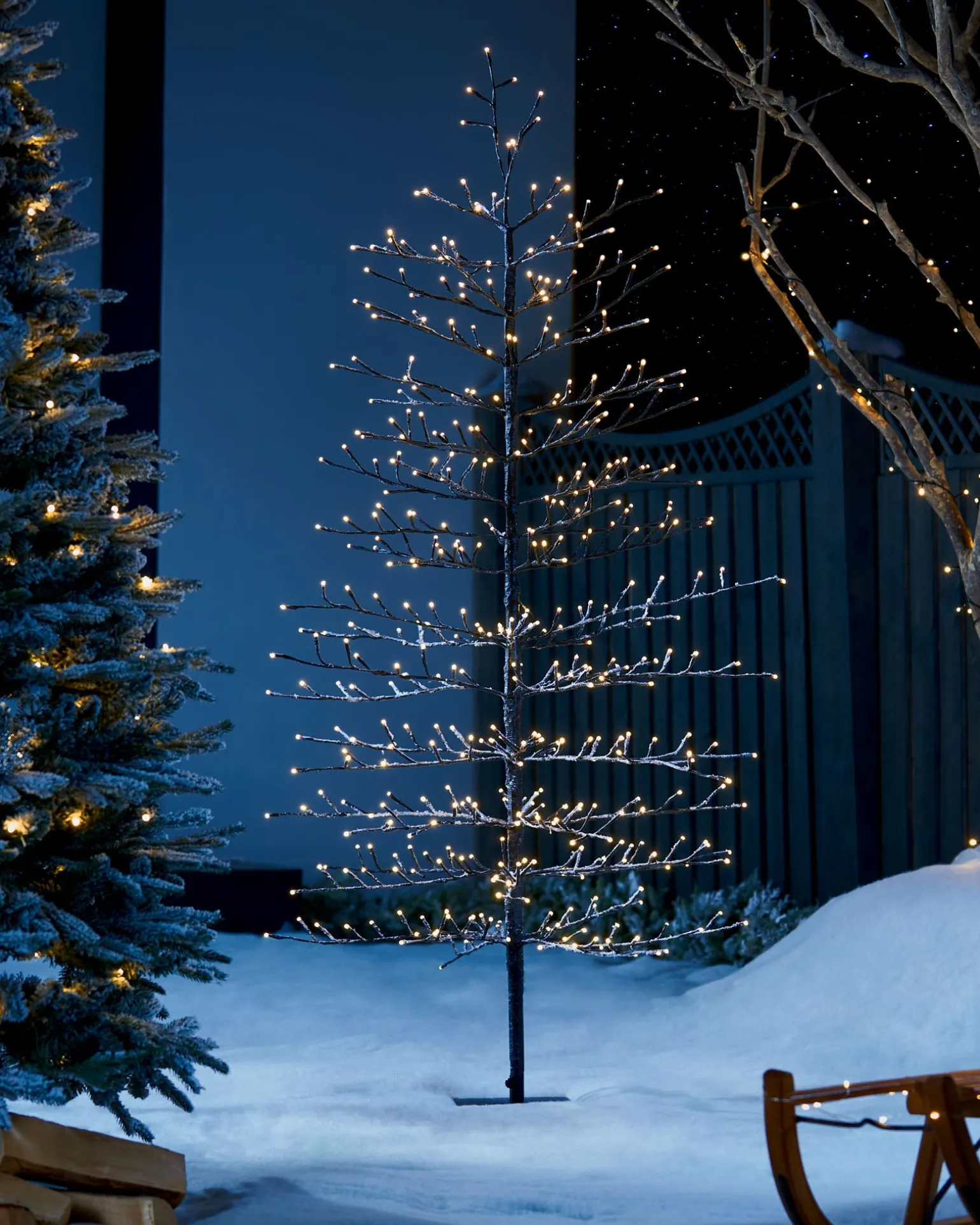 Pre-Lit Snow Flocked Twig Tree, 5 Ft
