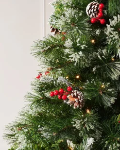 Pre-Lit Victorian Frosted Berries & Pinecones Christmas Tree, 6 Ft