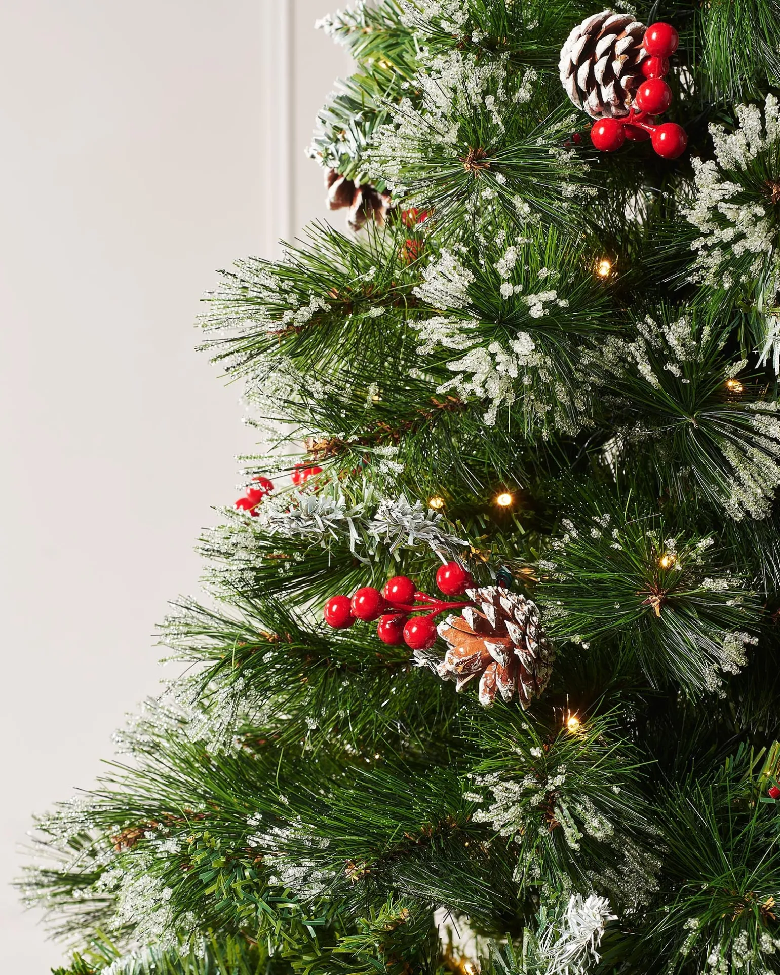 Pre-Lit Victorian Frosted Berries & Pinecones Christmas Tree, 6 Ft