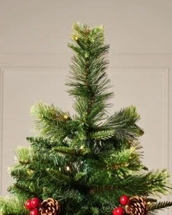 Pre-Lit Victorian Mixed Tip Berries & Pinecones Christmas Tree, 6 Ft