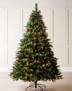Pre-Lit Victorian Mixed Tip Berries & Pinecones Christmas Tree, 6 Ft