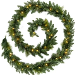 Pre-Lit Warm White LEDs Garland, 9 Ft