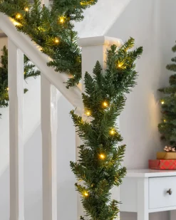 Pre-Lit Warm White LEDs Garland, 12 Ft