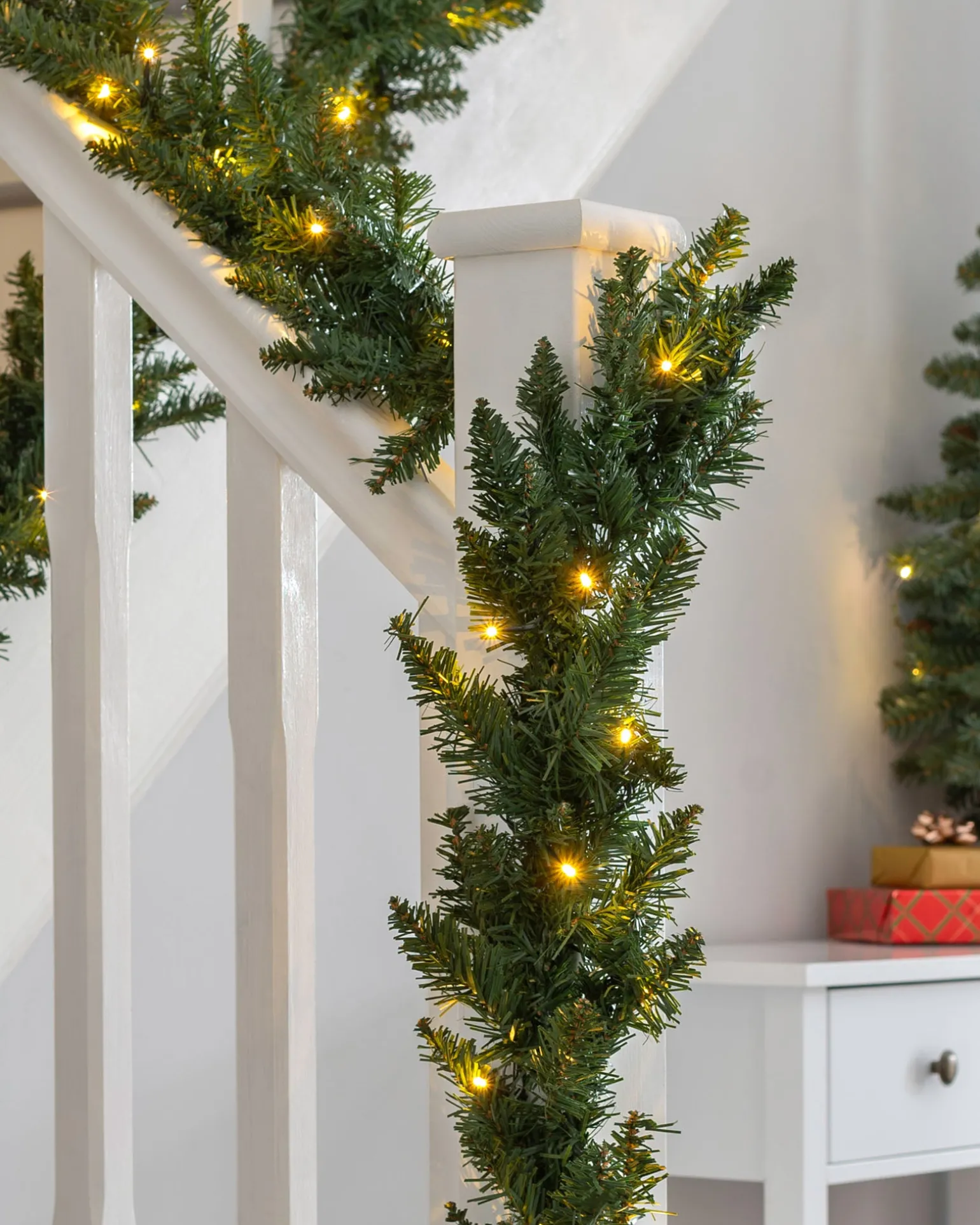 Pre-Lit Warm White LEDs Garland, 12 Ft