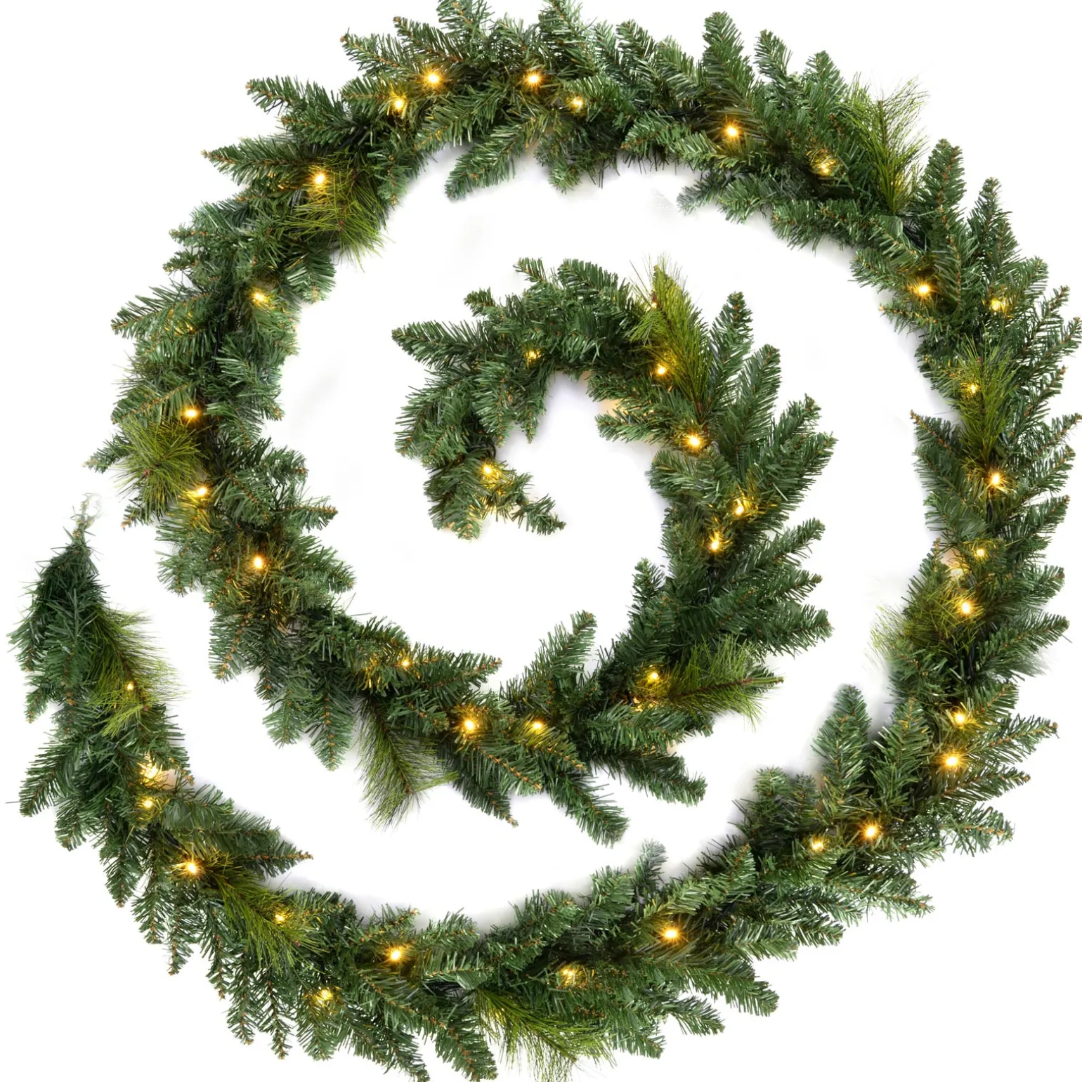 Pre-Lit Warm White LEDs Garland, 18 Ft