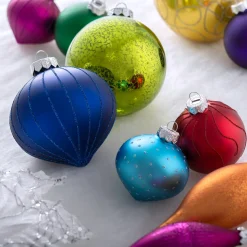Rainbow Glass Baubles 5 Pack, 15 Cm