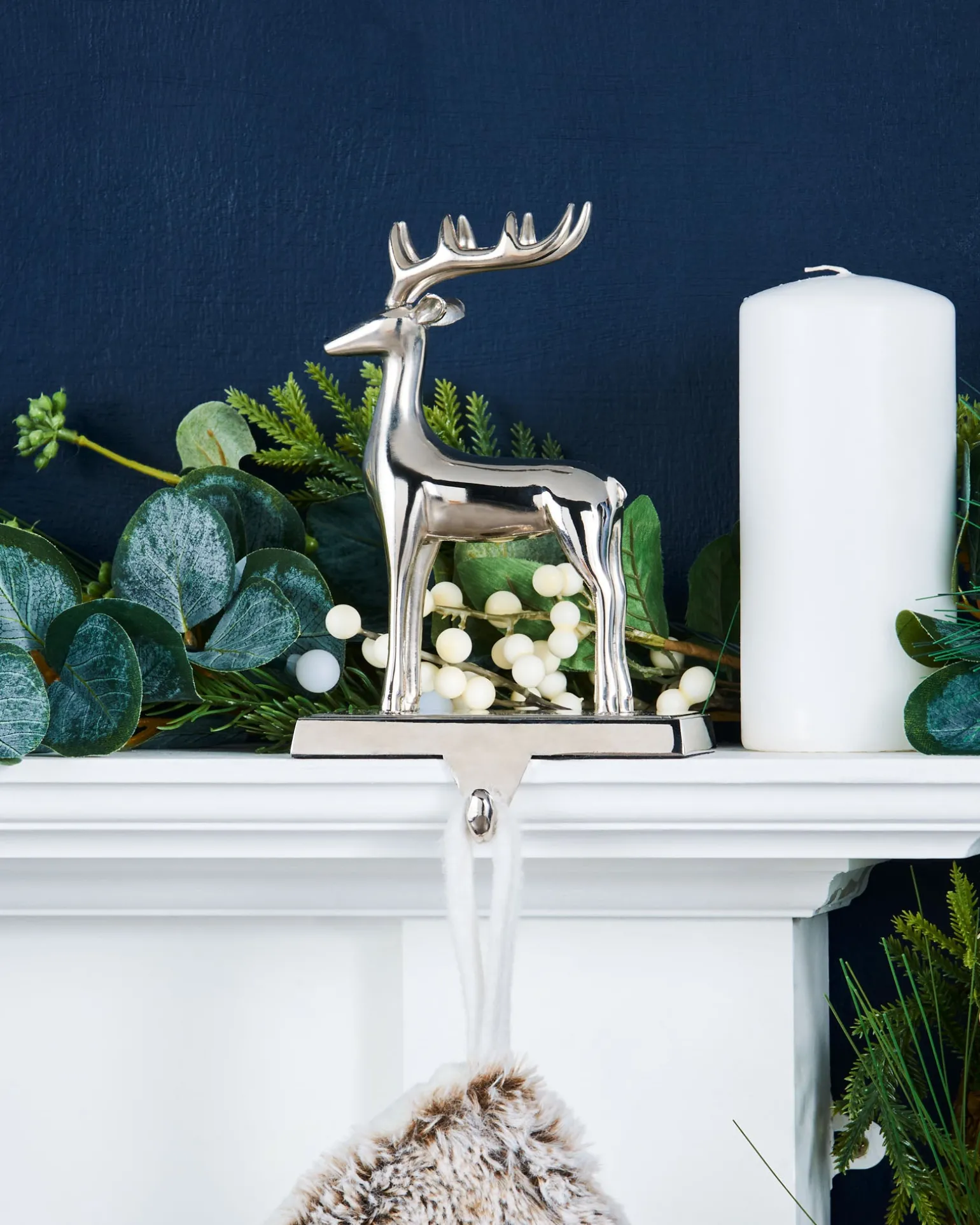 Reindeer Stocking Holder, Silver, 20 Cm