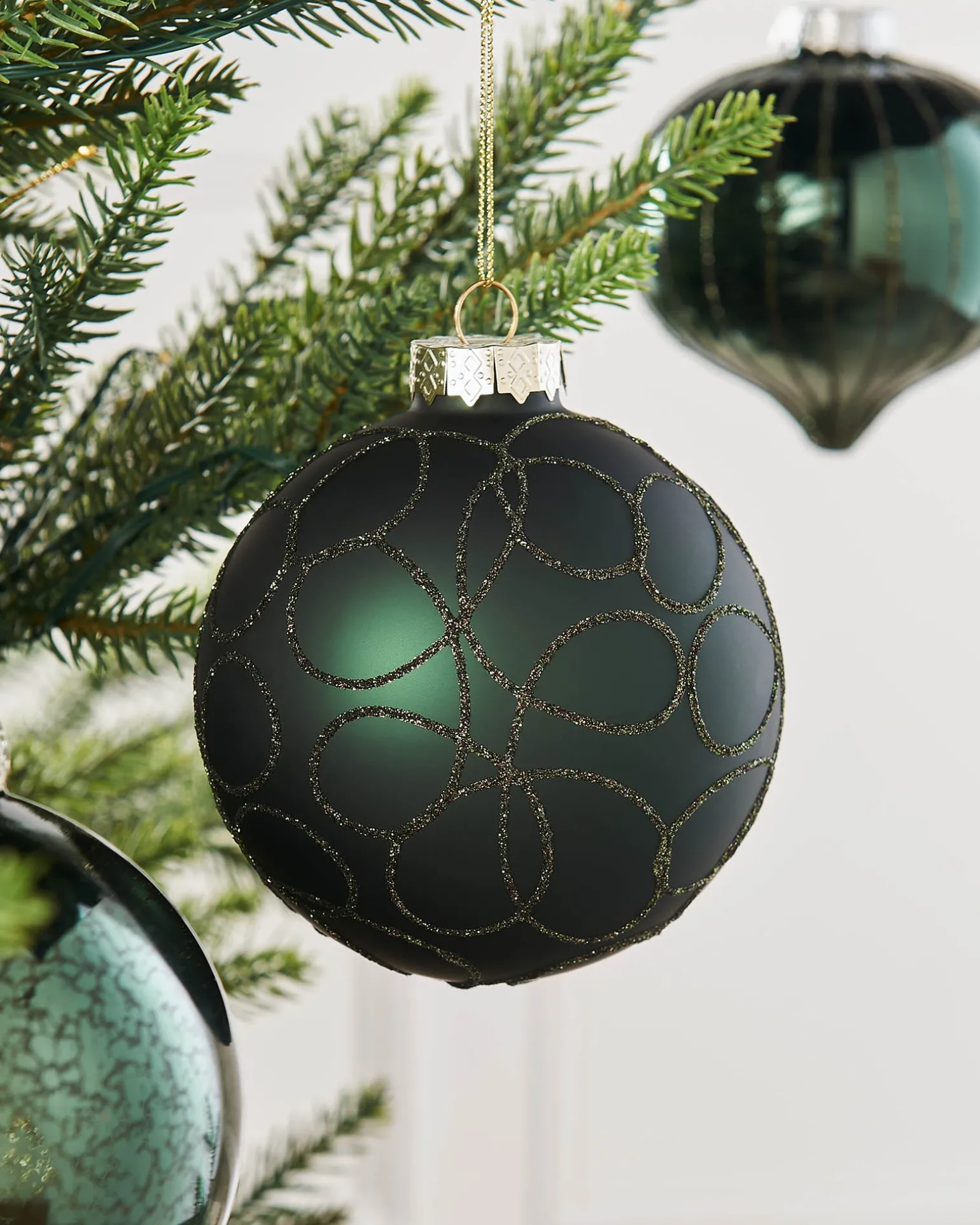 Sage Green Glass Baubles, 6 Pack, 10 Cm