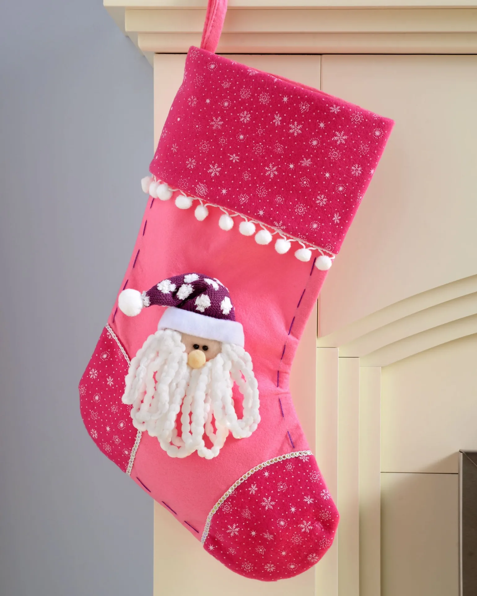 Santa Stocking, Pink/Purple, 48 Cm