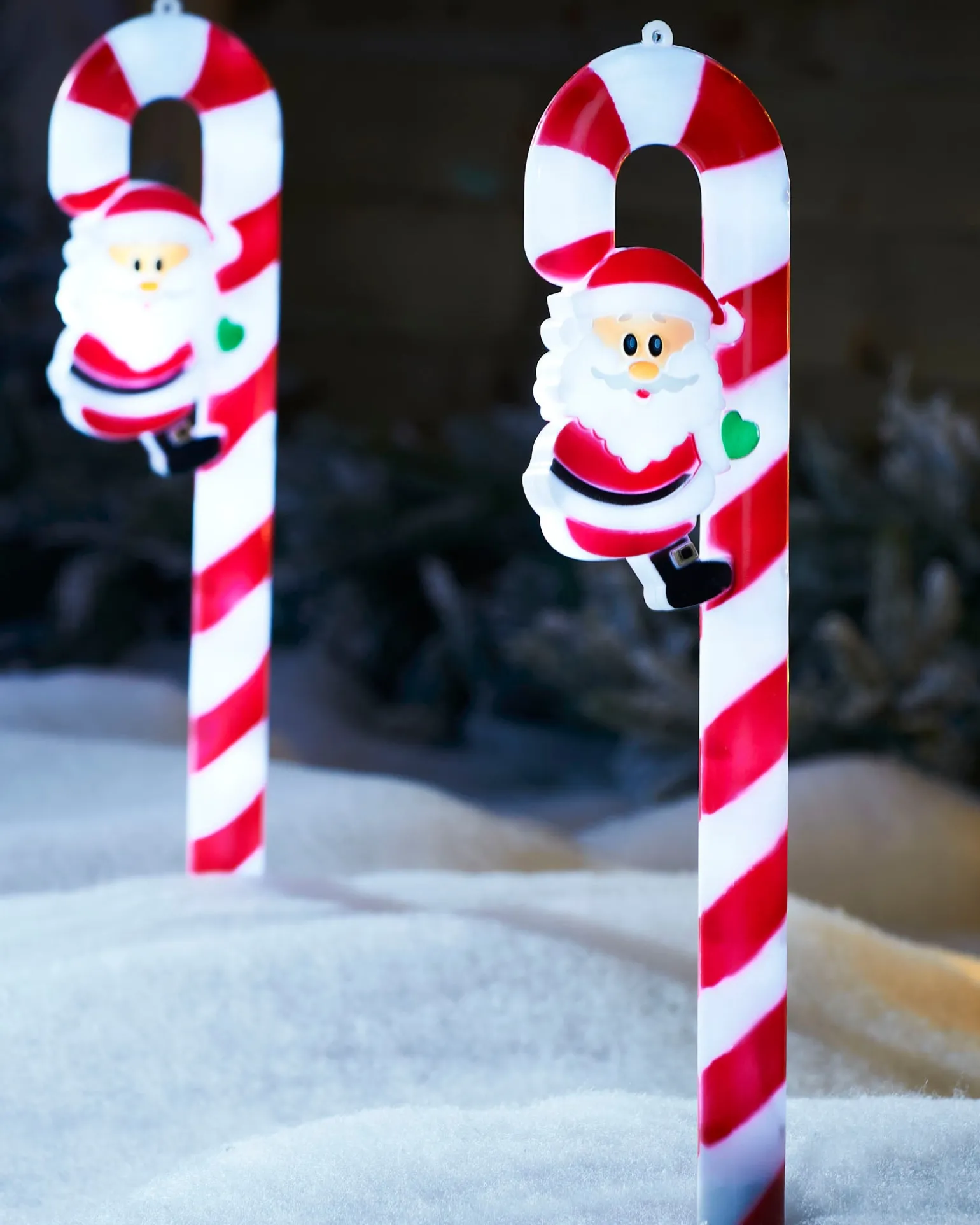 Set Of 3 Candy Cane Pathway Stake Lights, 60 Cm