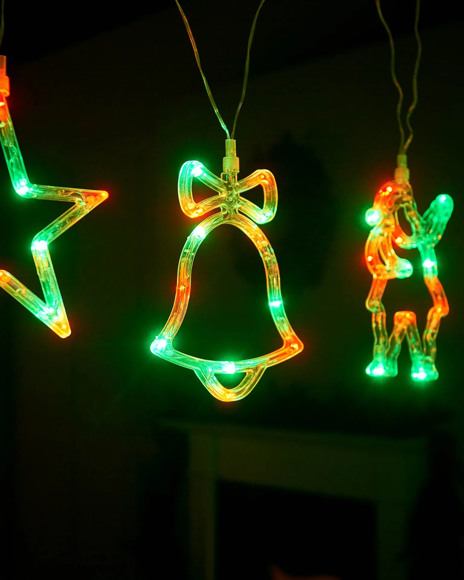 Set Of 6 Characters Rope Light Silhouette, Green, 5 M