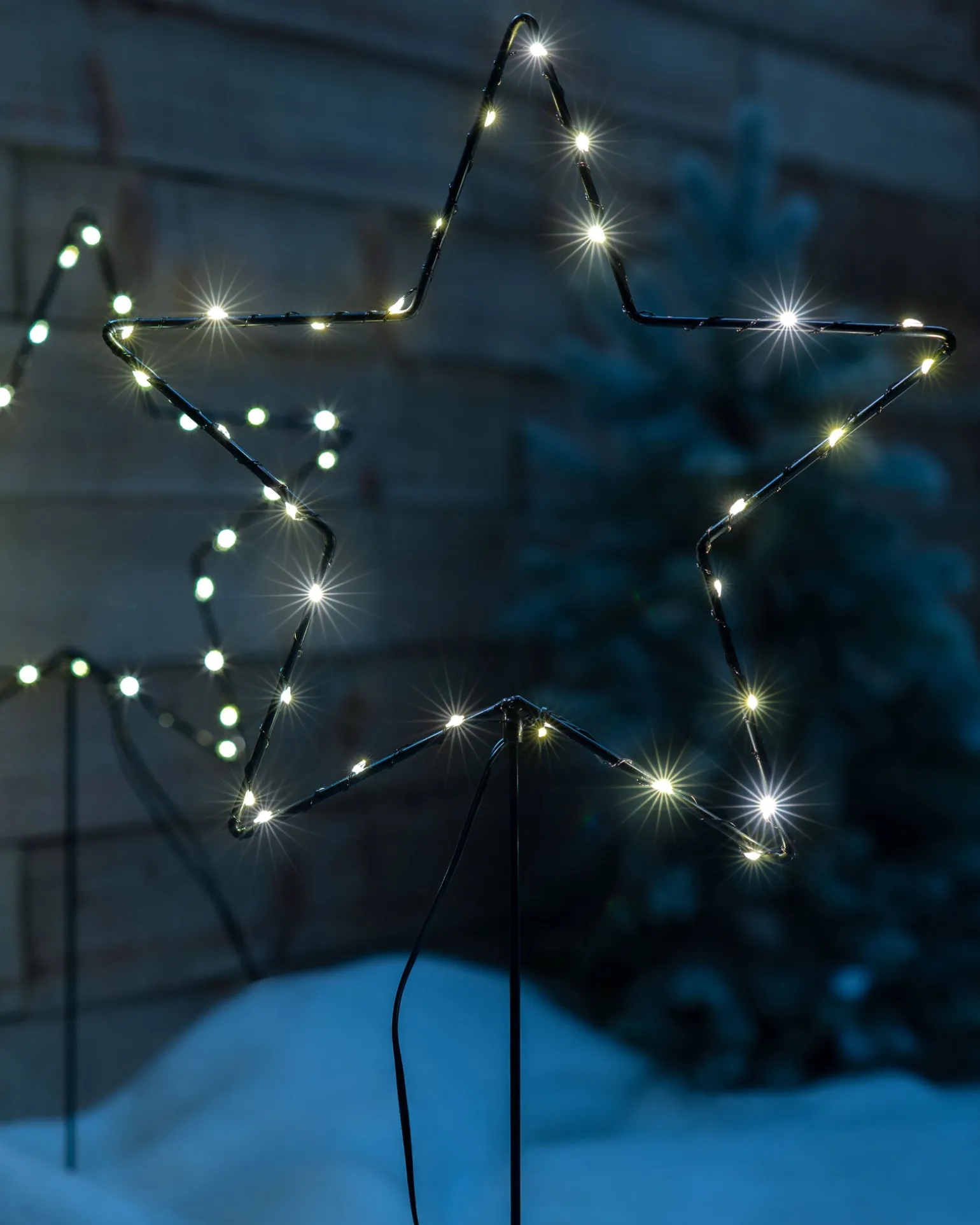 Set Of 4 Pre-Lit Star Pathway Lights, 65 Cm