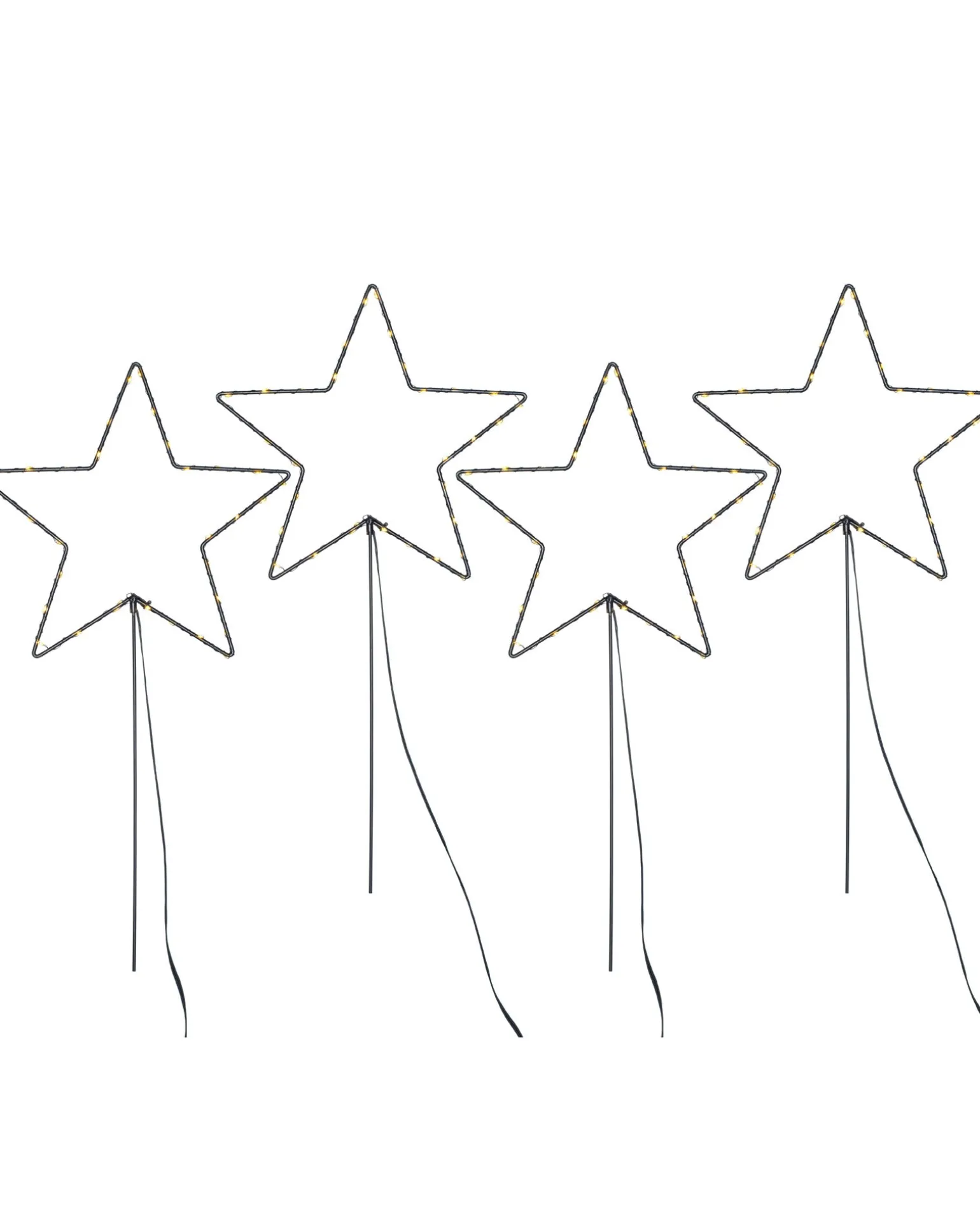Set Of 4 Pre-Lit Star Pathway Lights, 65 Cm