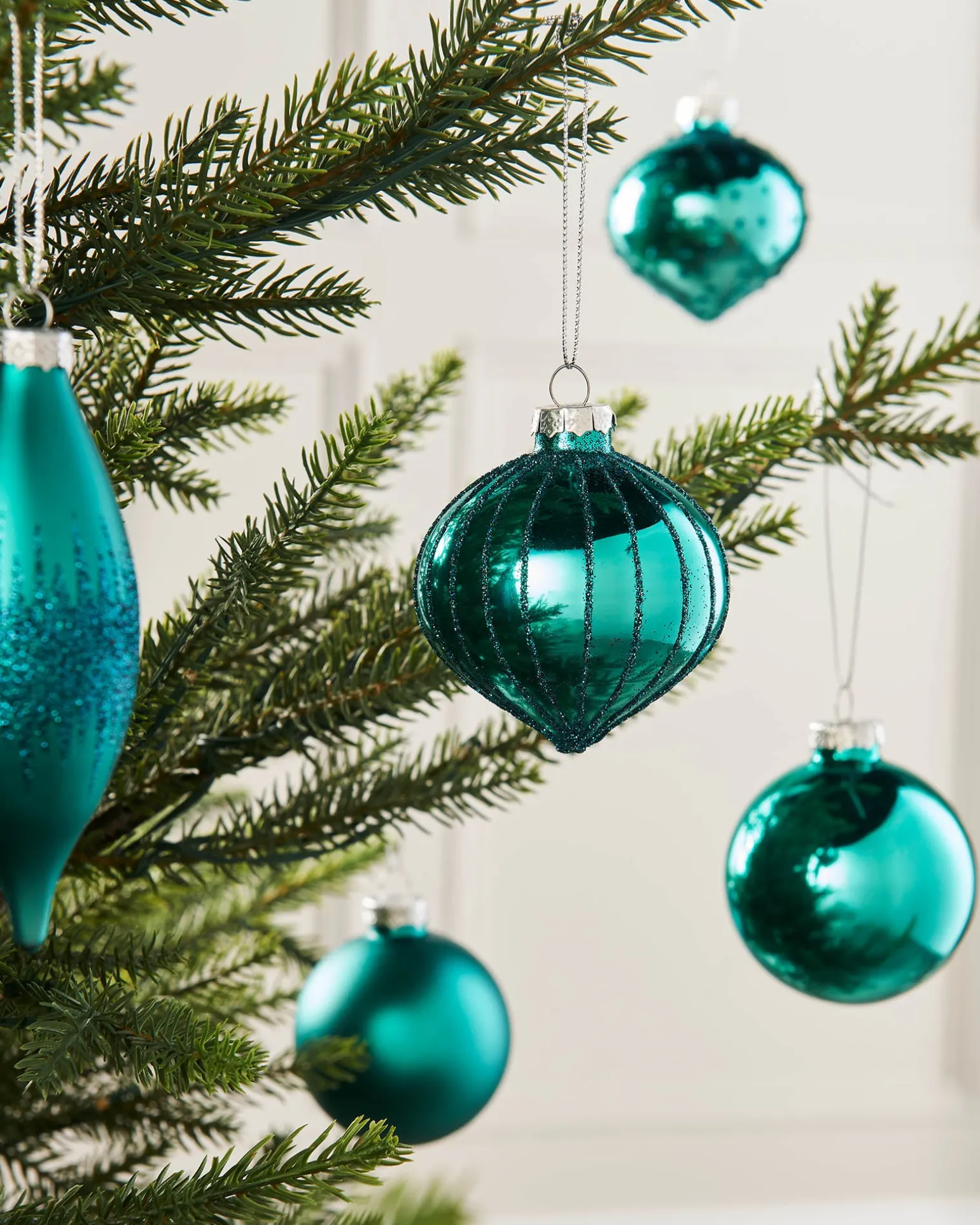 Teal Glass Baubles, 20 Pack