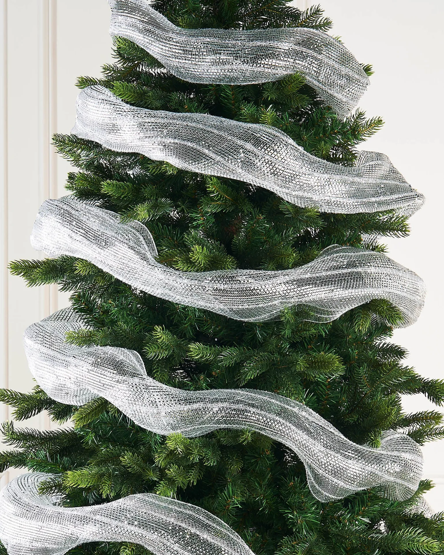 Transparent Mesh With Thick Striped Silver Foil, 9 M