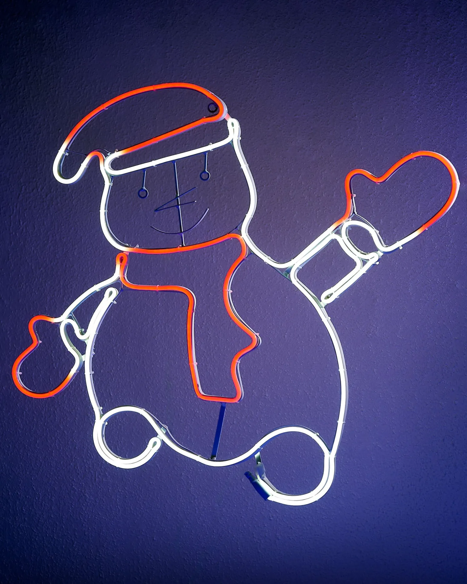 Waving Snowman Neon Rope Light Silhouette, 72 Cm