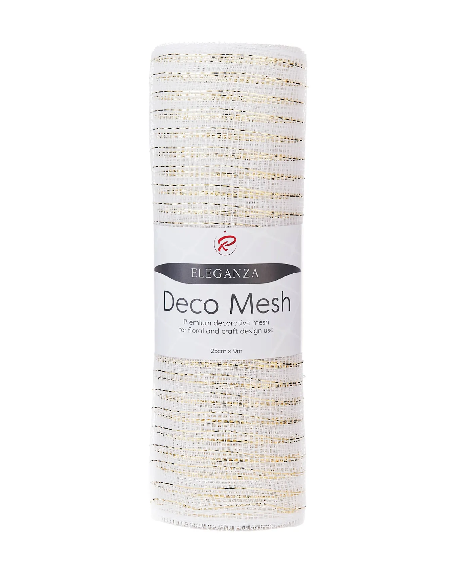 White Mesh With Pale Gold Foil, 9 M